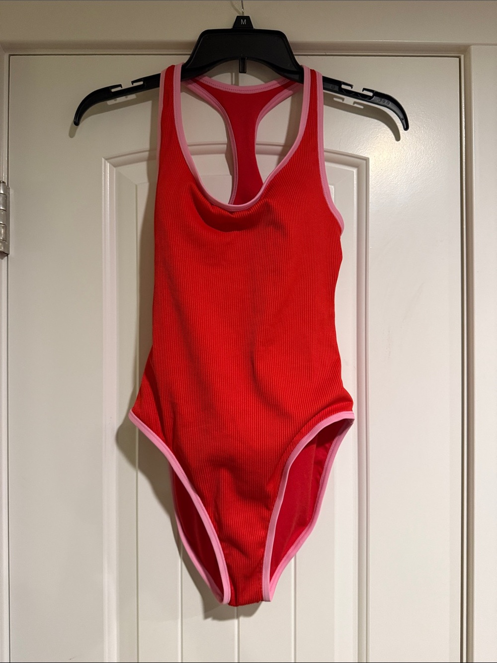 wild fable Red Ribbed One-Piece with Pink Trim